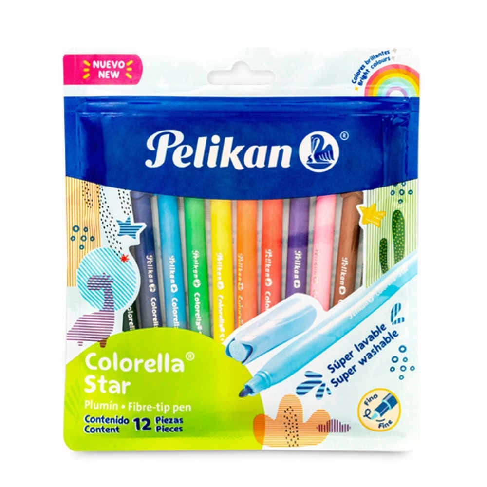 Pkn Colorella Star Plumin Fibre-tip Pen 12's 30311202